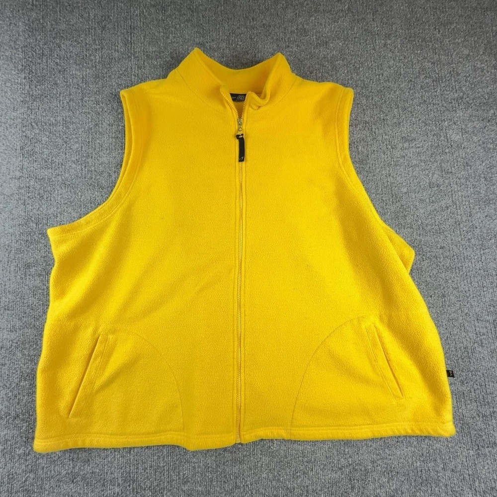 Venezia Jeans Vest Womens 26 Yellow Fleece Full Zip Collared Pockets Lightweight